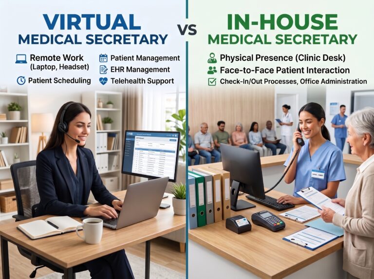 Virtual Medical Secretary vs In-House Secretary: Which Is Right for Your Private Practice?